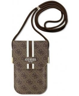 Dėklas Guess krepšys telefonui GUOWBP4RPSW ruda Wallet 4G Stripes