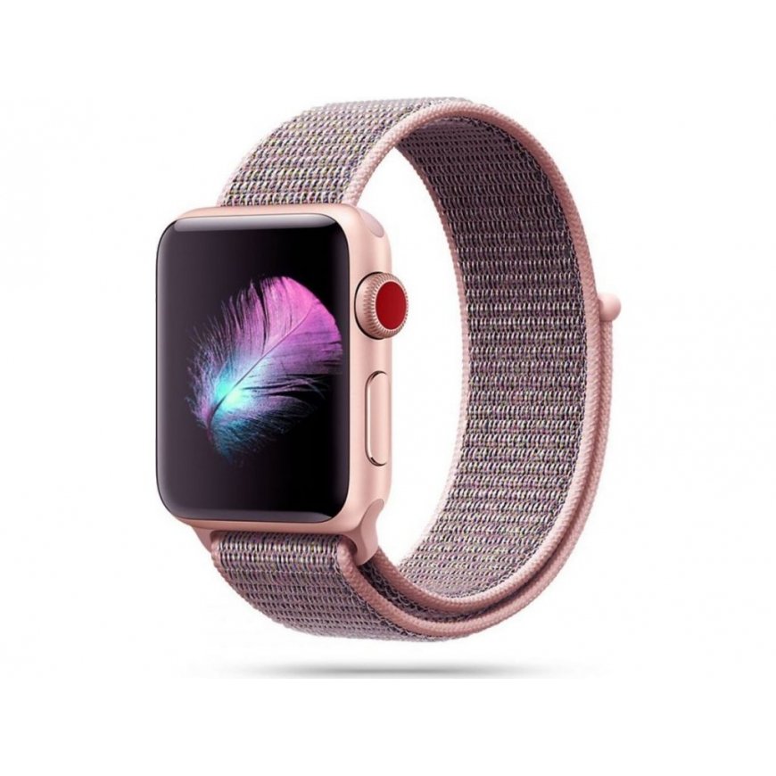 TECH-PROTECT NYLON APPLE WATCH 4 / 5 / 6 / 7 / 8 / SE (38 / 40 / 41 MM) PINK SAND