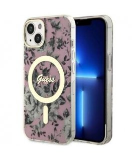 Guess GUHMP14MHCFWSP iPhone 14 Plus 6.7" różowy|pink hardcase Fl