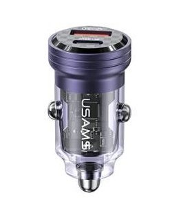 USAMS Ład. sam. C35 USB+USB-C 45W Fast Charge fioletowy|purple C