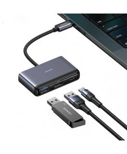 USAMS Adapter HUB 5w1 USB 2.0|USB 3.0| USB-C|TF|SD szary|dark gr