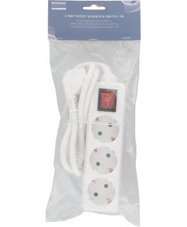 3-way socket NORDIC QUALITY with switch and earth, 1m / 322133