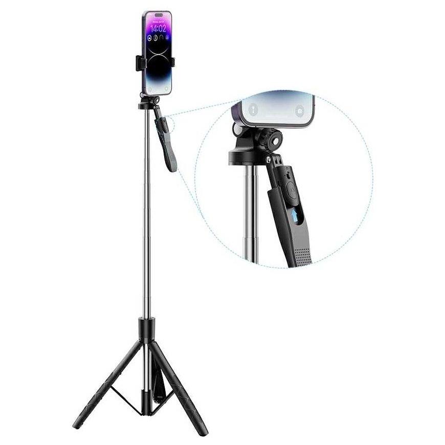 XO selfie stick Bluetooth tripod SS15 juodas 180cm