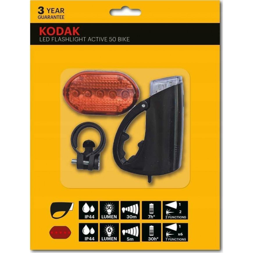 Kodak bicycle lights Led Active 50 2 pcs. Front + Rear Ip44