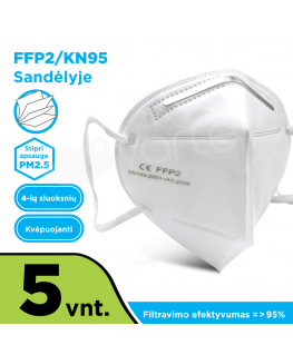 Happyjoe Apsauginė 4-ių sluoksnių veido kaukė KN95/ FFP2 5 vnt.