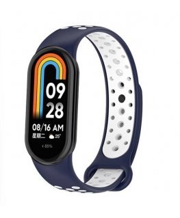 Beline pasek Mi Band 8 design niebiesko-biały |blue-white