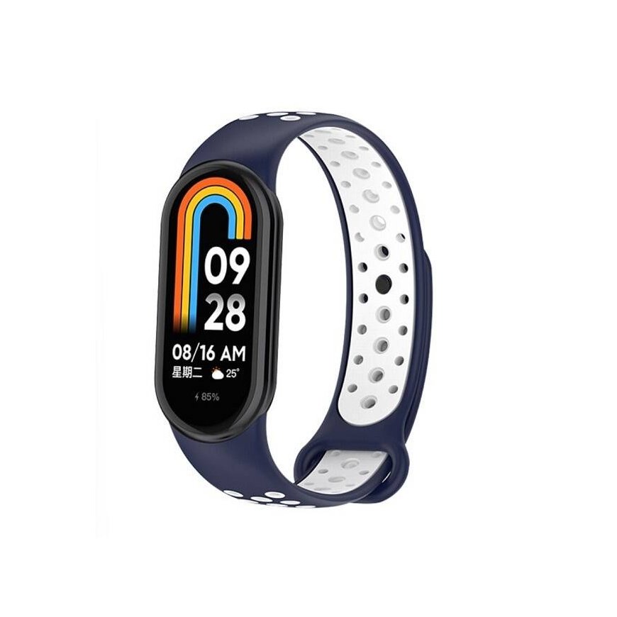 Beline pasek Mi Band 8 design niebiesko-biały |blue-white