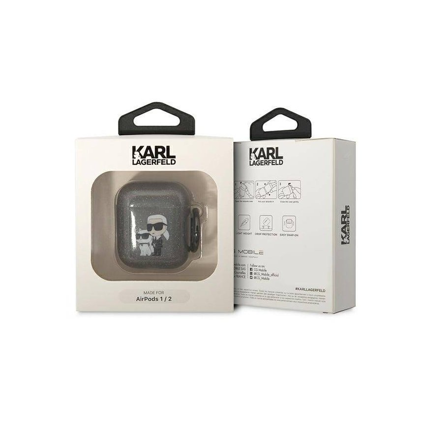 Karl Lagerfeld KLA2HNKCTGK Airpods 1|2 cover czarny|black Gliter