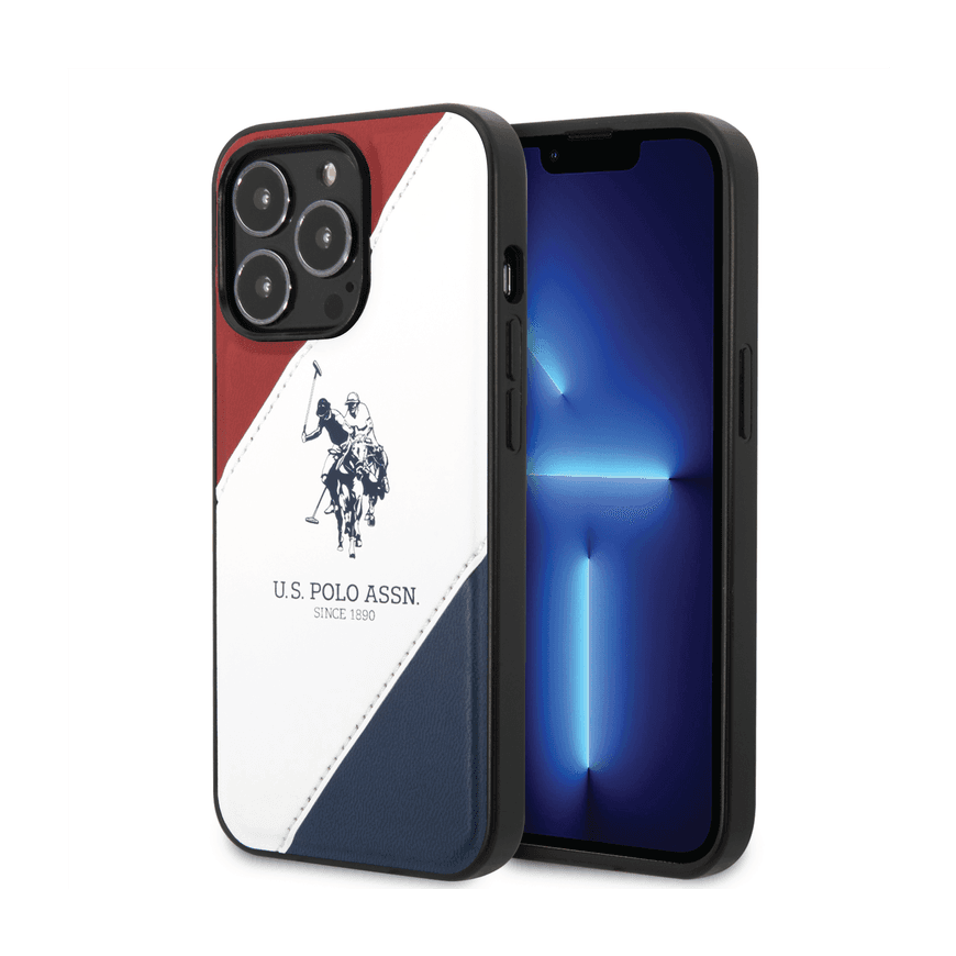 U.S. Polo PU Leather Double Horse Case for iPhone 14 Pro Max Red