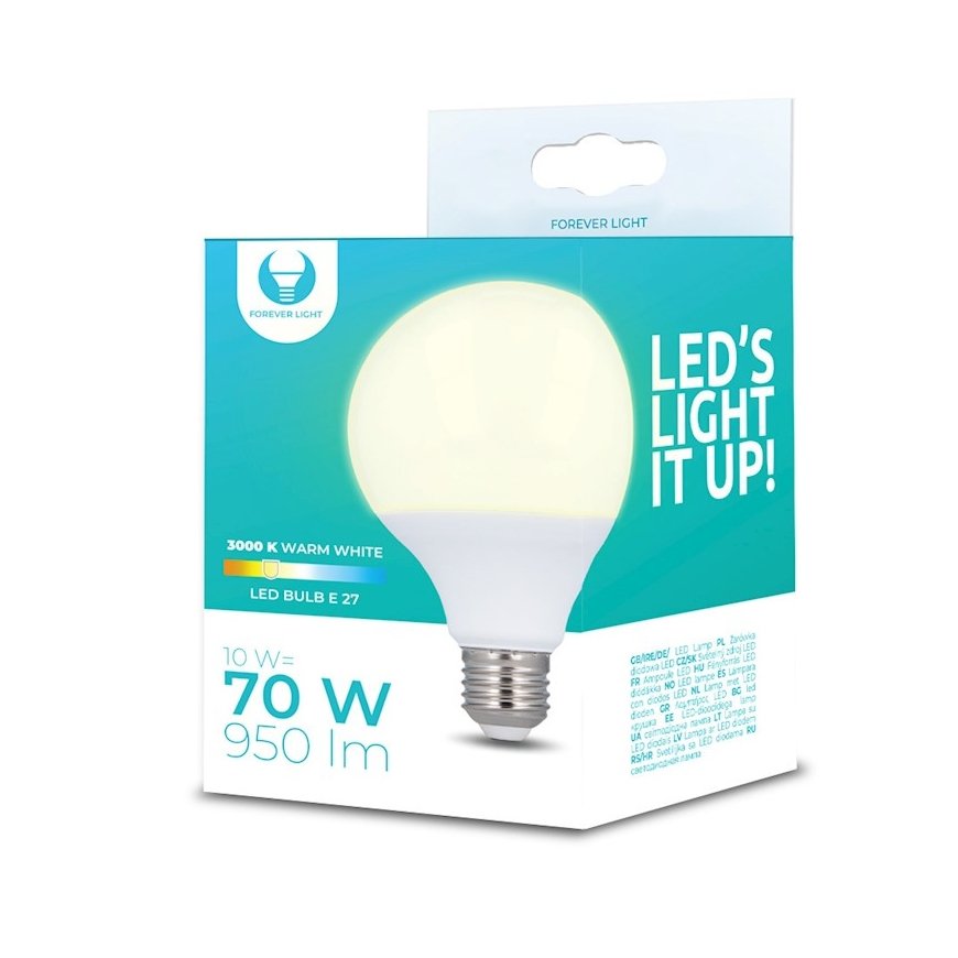 LED Bulb E27 G95 10W 230V 3000K 950lm Forever Light