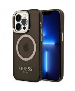 Guess Translucent MagSafe Compatible Case for iPhone 14 Pro Blac
