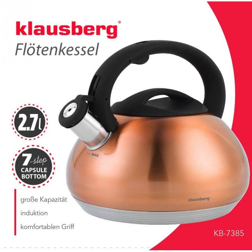 KETTLE WITH WHISTLE KLAUSBERG 2.7L KB-7385 COPPER – 2