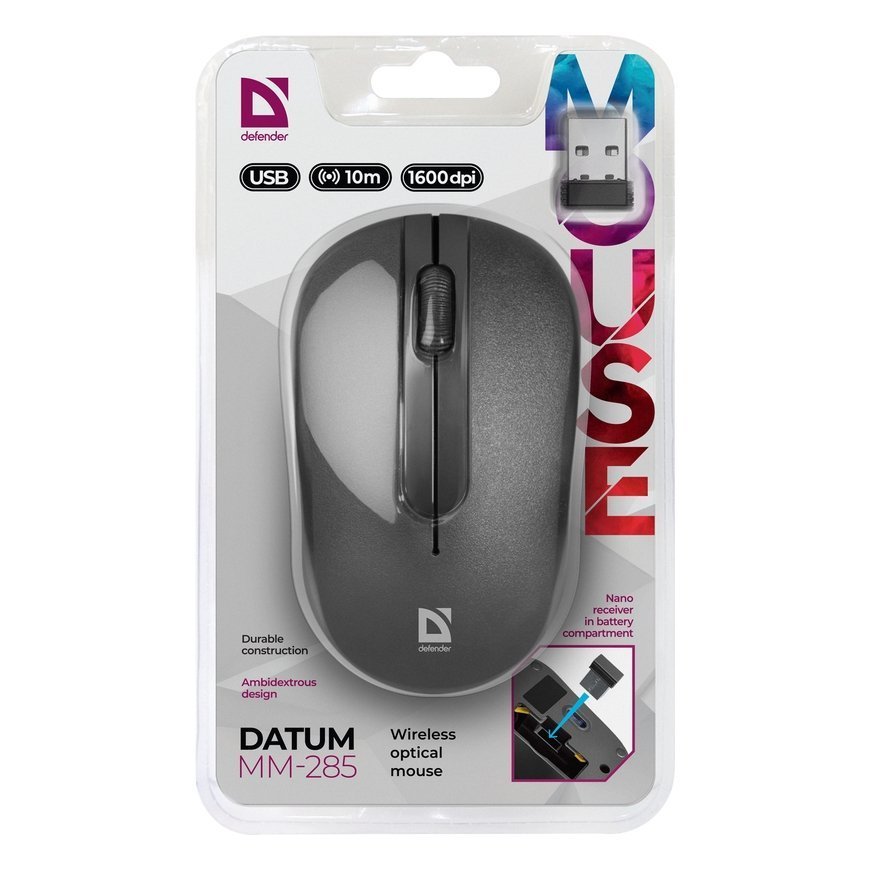 Defender DATUM MM-285 mouse Ambidextrous RF Wireless Optical 1600 DPI – 5