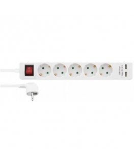 5-way socket Nordic Quality earthed, 2xUSB-A (3x1.5mmÂ²), 1.5m / 222998
