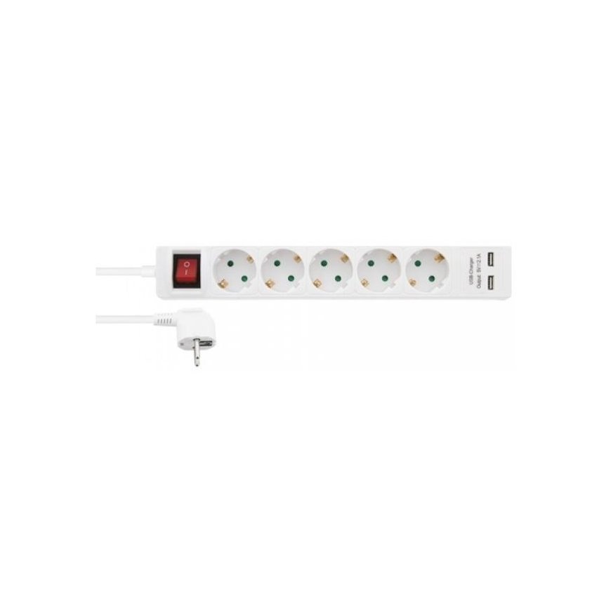 5-way socket Nordic Quality earthed, 2xUSB-A (3x1.5mm²), 1.5m / 222998