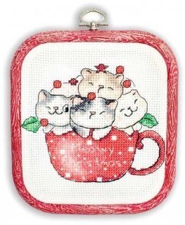 luca S Suskaičiuotas siuvinėjimo kryželiu rinkinys "Meowy Christmas" - su lanku, įtrauktas 11x9 cm SLETIL8080