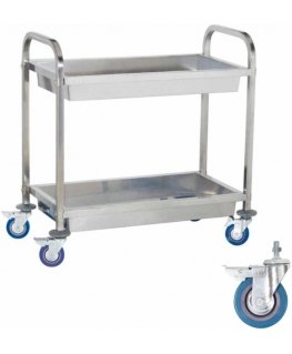 Royal Catering Steel waiter trolley with 2 shelves and deep shelves