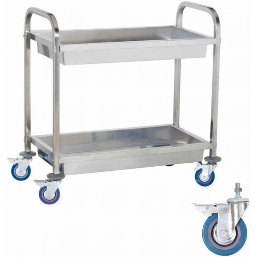 Royal Catering Steel waiter trolley with 2 shelves and deep shelves