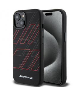 Mercedes AMG Silicone Large Diamond Pattern MagSafe Case for iPhone 15/14/13 - Black