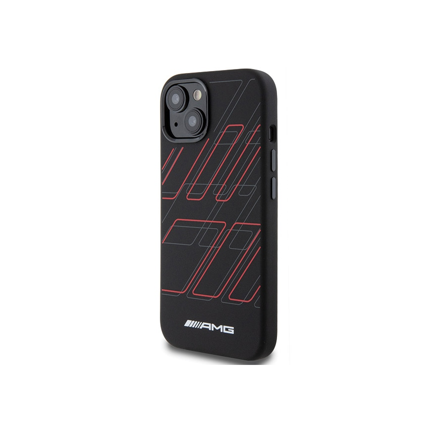 Mercedes AMG Silicone Large Diamond Pattern MagSafe Case for iPhone 15/14/13 - Black – 2