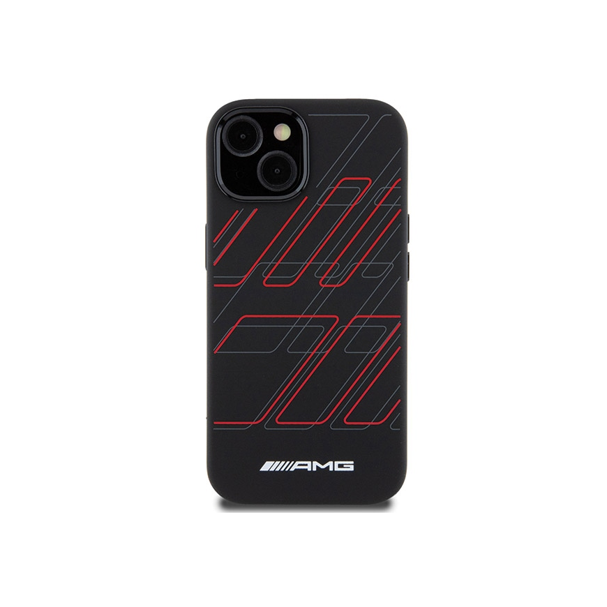 Mercedes AMG Silicone Large Diamond Pattern MagSafe Case for iPhone 15/14/13 - Black – 3