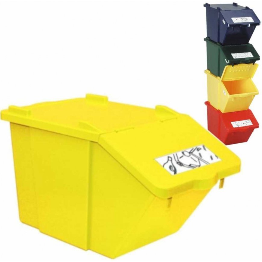 MEVA Stackable waste sorting container - yellow, 45L