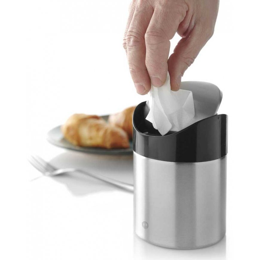 Table waste basket with hinged lid made of stainless steel, diam. 95mm - Hendi 440711 – 3
