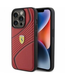 Ferrari Twist Metal Logo Back Case for Apple iPhone 15 Pro