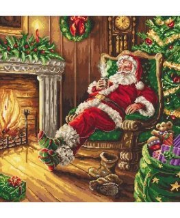 luca S Santa resting by the chimney 38.5x40cm SLETIL8052