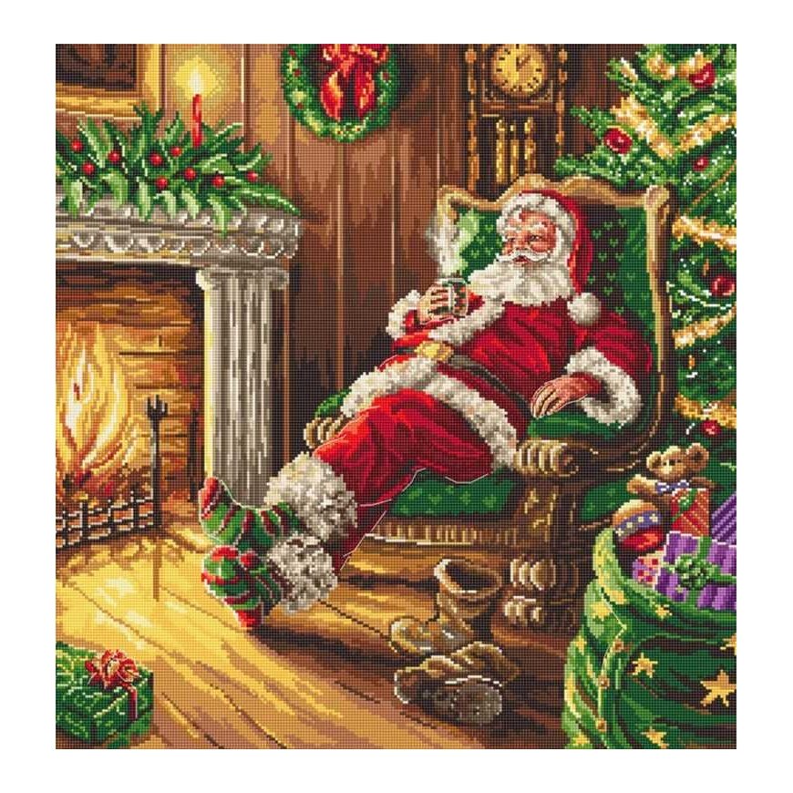 luca S Santa resting by the chimney 38.5x40cm SLETIL8052