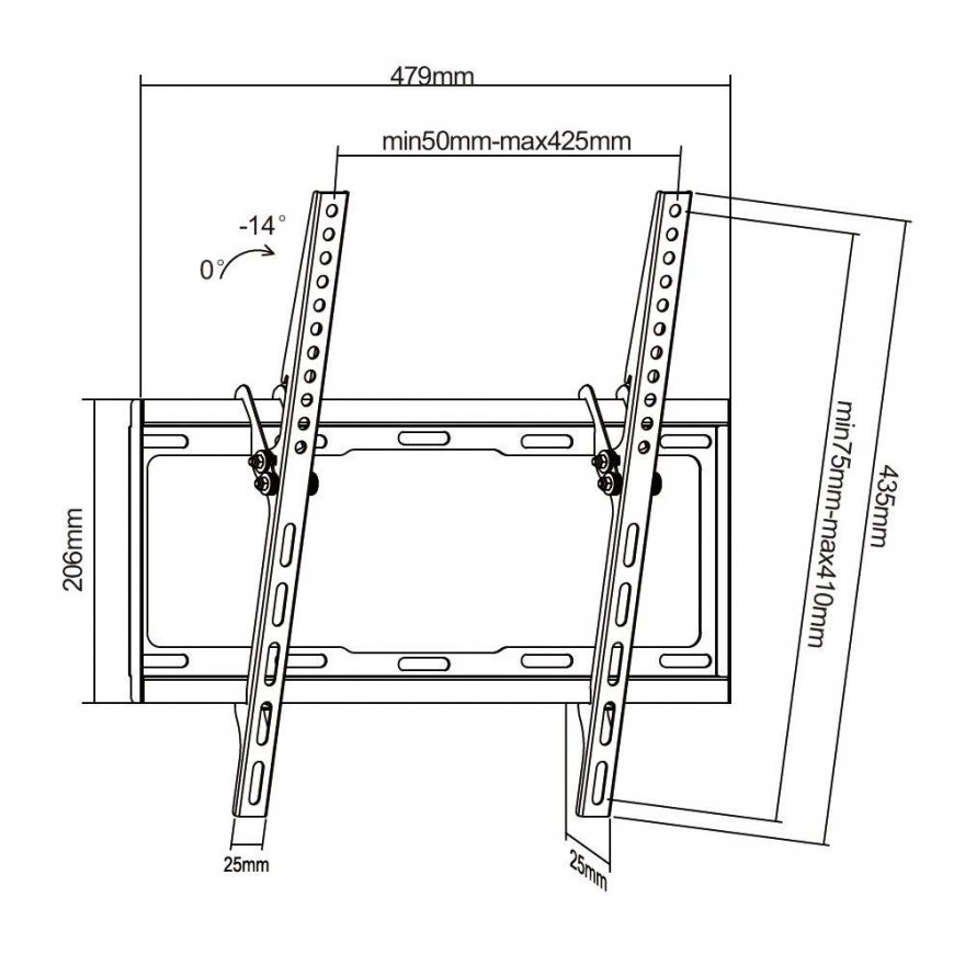 Cabletech Laikiklis sieninis pakreipiamas TV 32-55" (maks. 35kg) – 3
