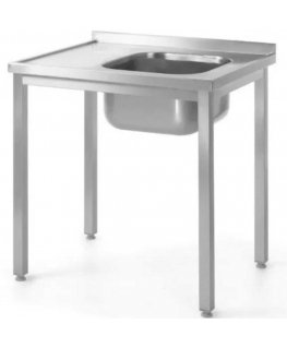 Fastened steel wall table with sink RIGHT 100x70x85 cm - Hendi 812884