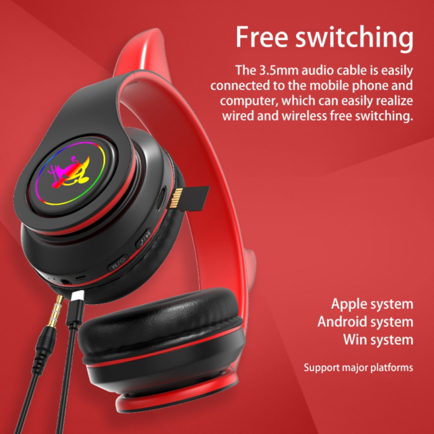 Goodbuy Devil wireless headphones for children | bluetooth 5.0 | Red – 3