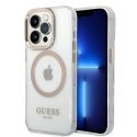 Guess Transparent MagSafe Compatible Case for iPhone 14 Pro Gold