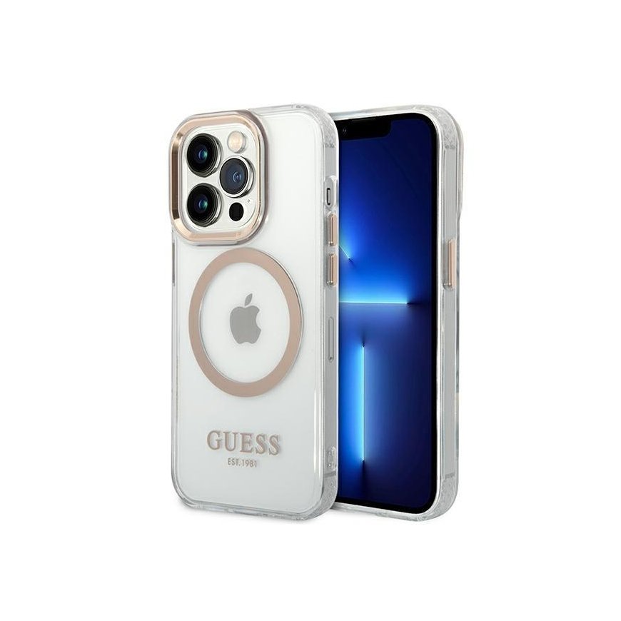 Guess Transparent MagSafe Compatible Case for iPhone 14 Pro Gold – 2