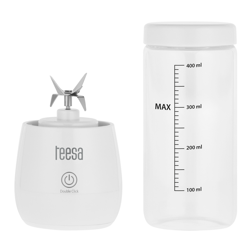 Beater Teesa Cordless mixer, glass cup, 450 ml, 100 W, 6 blades