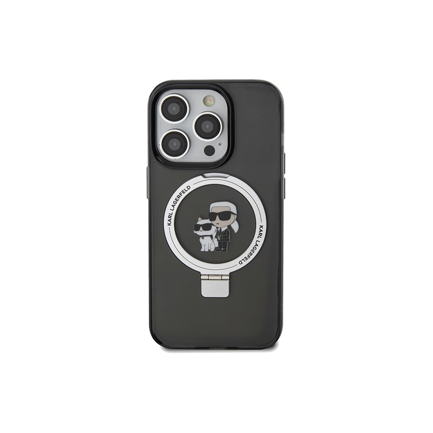 Dėklas Karl Lagerfeld Ring Stand Karl&Choupette MagSafe case for iPhone 13 Pro Max - juodas – 3
