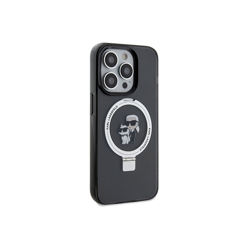 Dėklas Karl Lagerfeld Ring Stand Karl&Choupette MagSafe case for iPhone 13 Pro Max - juodas – 4