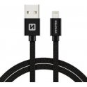 Swissten tekstylny USB - Lightning 3.0m czarny Swissten tekstylny USB - Lightning 3.0m czarny
