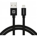 Swissten tekstylny USB - Lightning 3.0m czarny Swissten tekstylny USB - Lightning 3.0m czarny