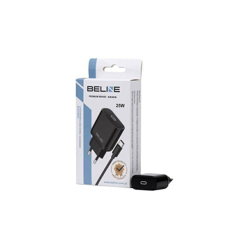 Ładowarka sieciowa 25W GaN USB-C + kabel USB-C, czarna