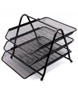 Document shelf Forpus, 3 parts, black, perforated metal