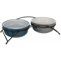 TRIXIE Bowl set, ceramic-metal, 2x0.6 l, ø 15 cm-32x9x16 cm, petrol-light TRIXIE Bowl set, ceramic-metal, 2x0.6 l, ø 15 cm-32x9x16 cm, petrol-light