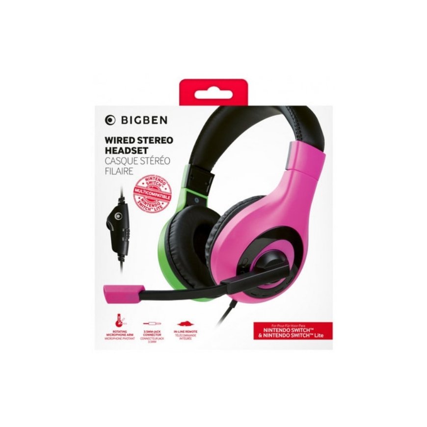 Bigben Interactive Wired Stereo Gaming Headset V1 Head-band Black, Green, Pink – 5