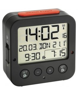 TFA 60.2528.01 Bingo black Digital RC Alarm Clock w. Temper