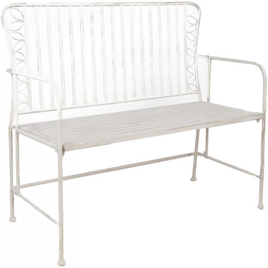 Bench JASMINE 103x50xH93cm, antique white metal