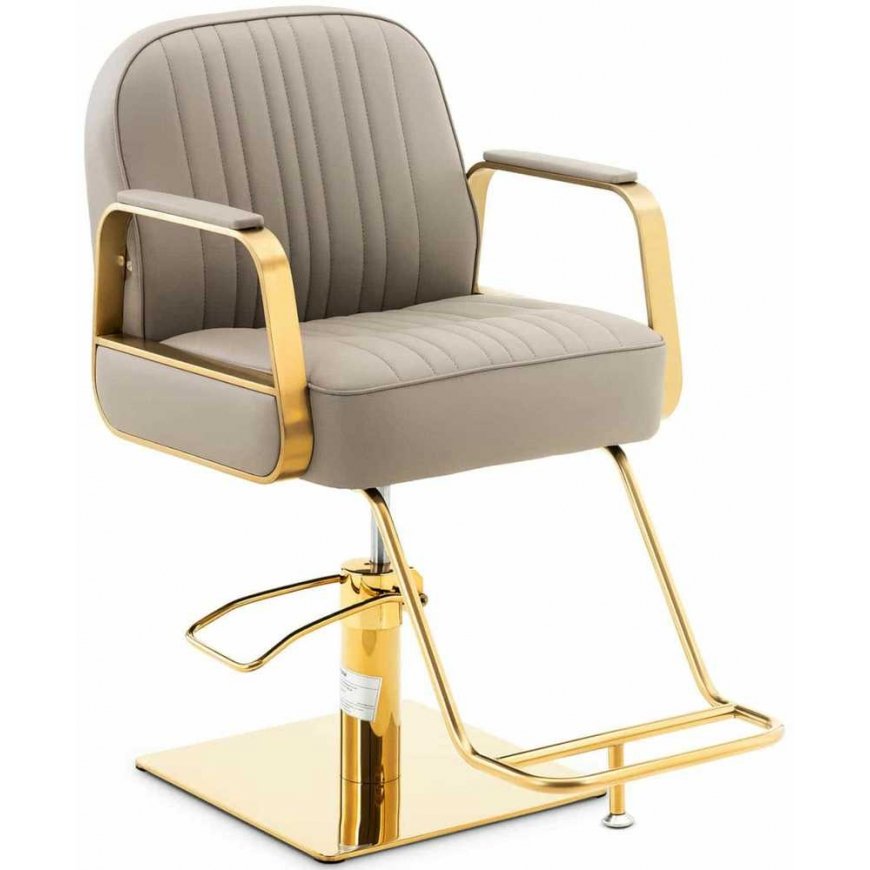Physa STAUNTON cosmetic hairdressing chair with footrest - gray with gold – 2