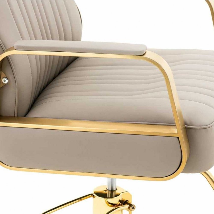 Physa STAUNTON cosmetic hairdressing chair with footrest - gray with gold – 4