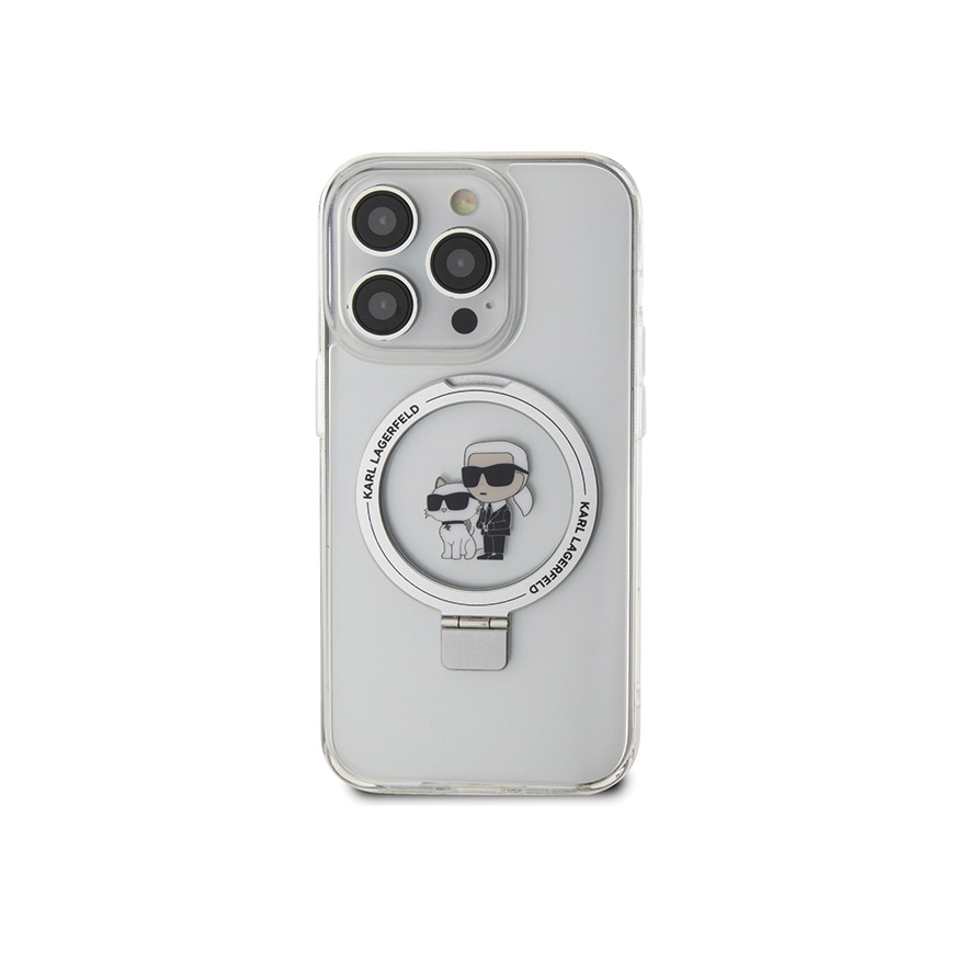 Dėklas Karl Lagerfeld Ring Stand Karl&Choupette MagSafe case for iPhone 13 Pro / 13 - baltas – 3