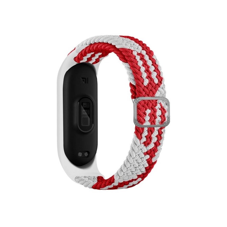 Beline pasek Mi Band 7|6|5 Textile red|white czerwony|biały
